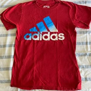 Adidas Red Tee blue and white logo Size Small